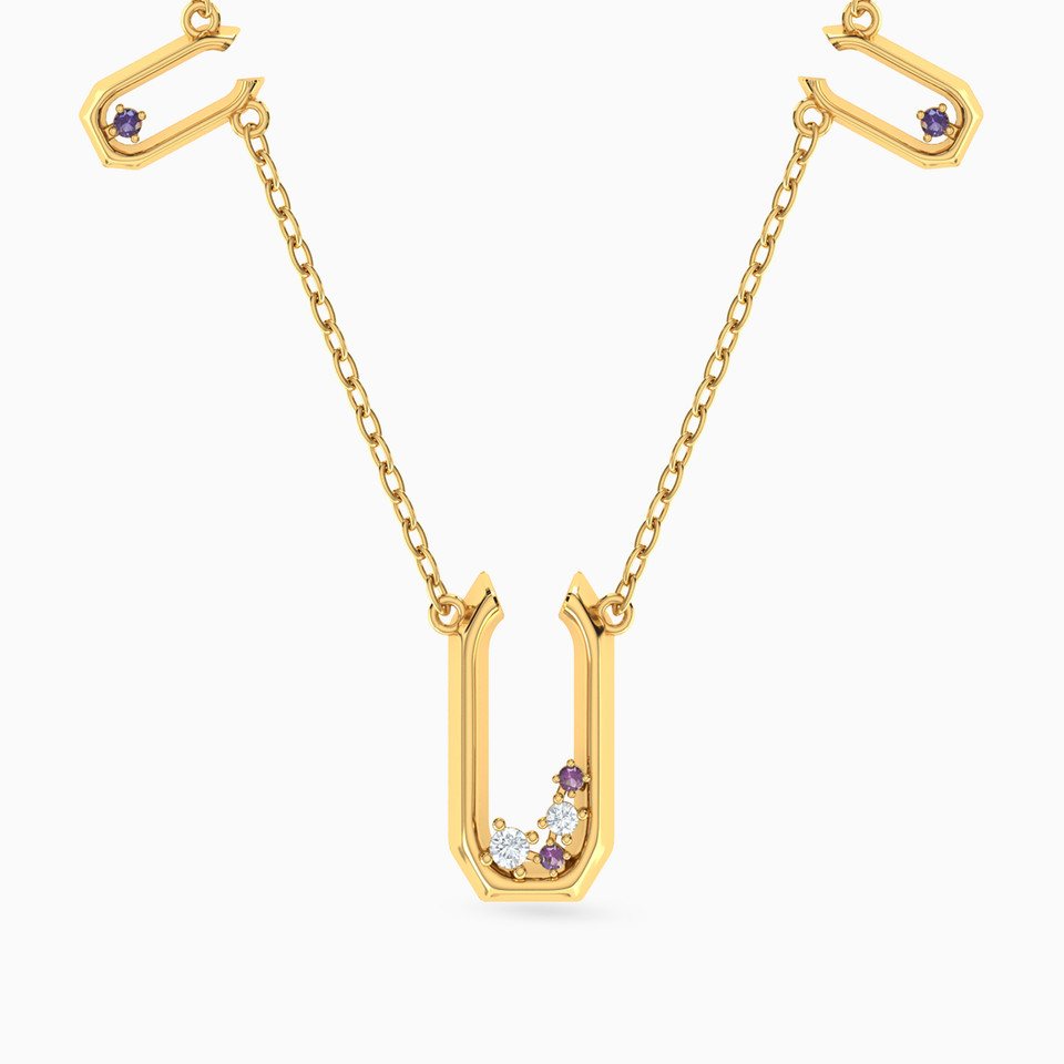 Horseshoe Colored Stones Necklace in 18K Gold Horseshoe Colored Stones Necklace in 18K Gold