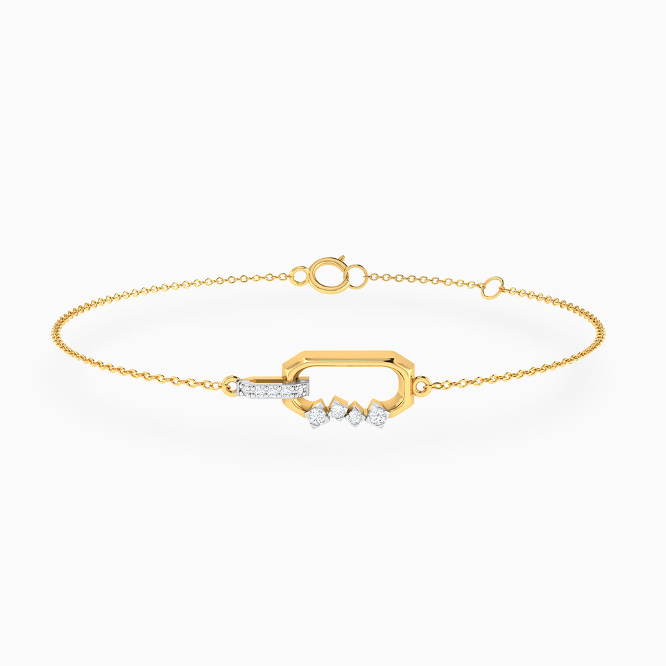 Rectangle Shaped Diamond Chain Bracelet in 18K Gold Rectangle Shaped Diamond Chain Bracelet in 18K Gold