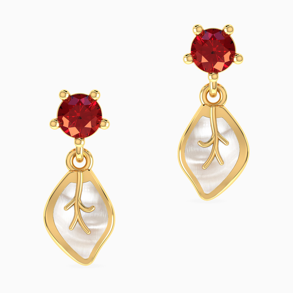 Leaf Shaped Colored Stones Drop Earrings in 18K Gold Leaf Shaped Colored Stones Drop Earrings in 18K Gold
