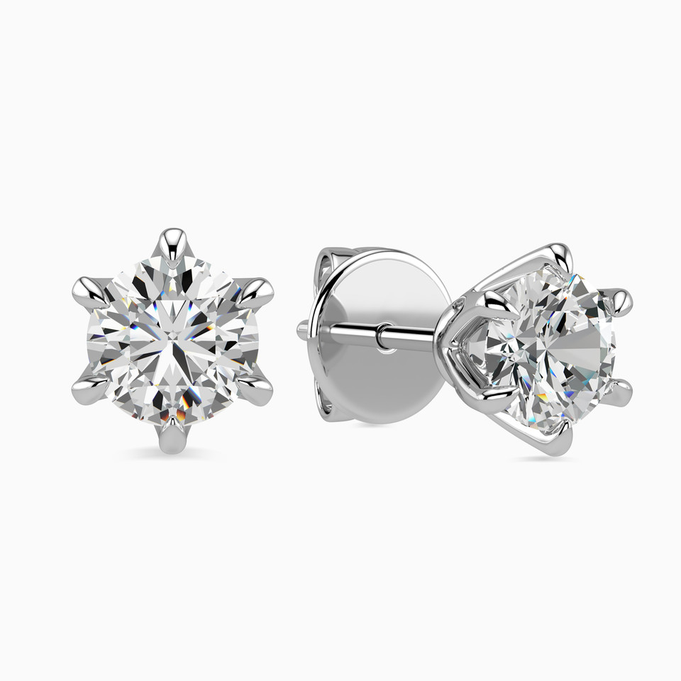 أقراط ألماس صغيرة شكل دائري ذهب عيار 18 قيراط - 2 أقراط ألماس صغيرة شكل دائري ذهب عيار 18 قيراط - 2