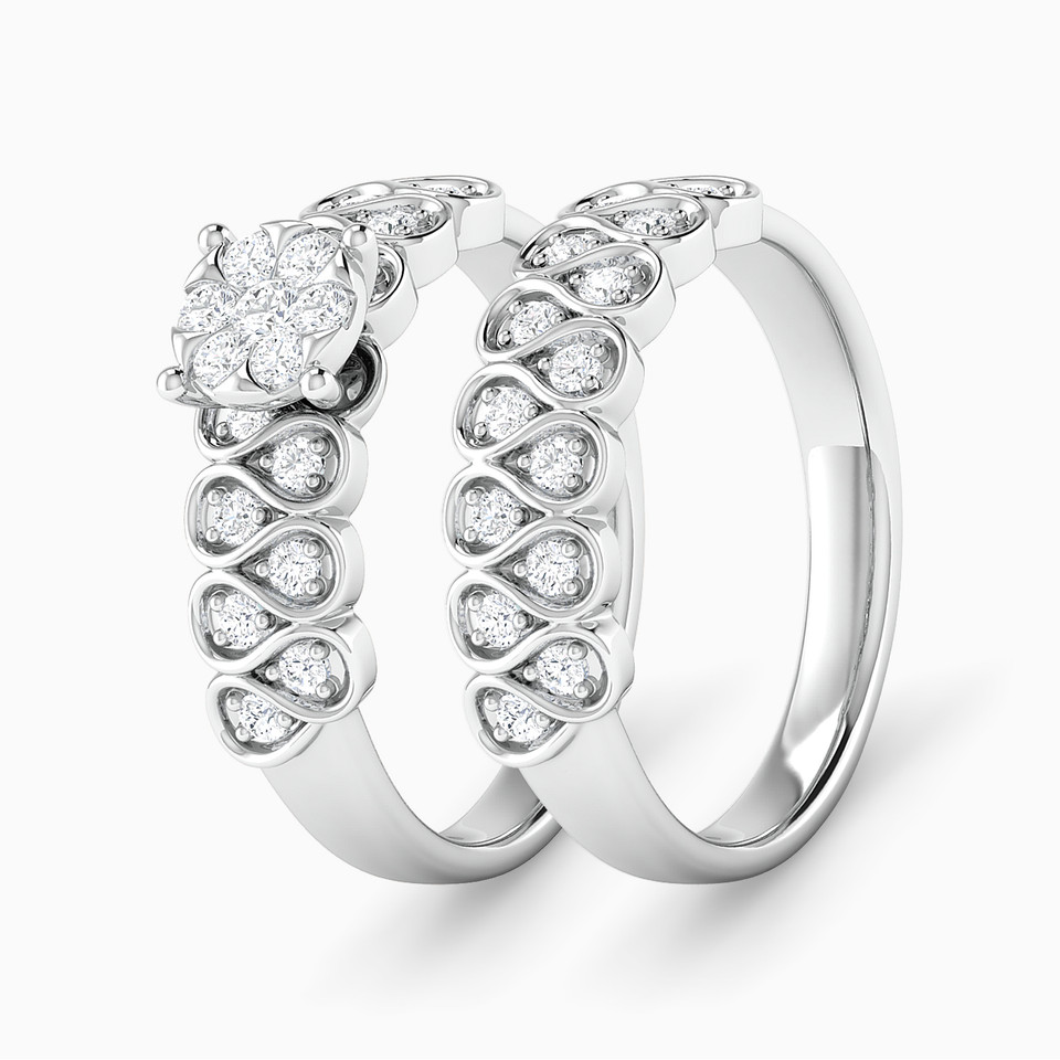 Circle Diamond Twin Rings in 18K Gold - 2 Circle Diamond Twin Rings in 18K Gold - 2