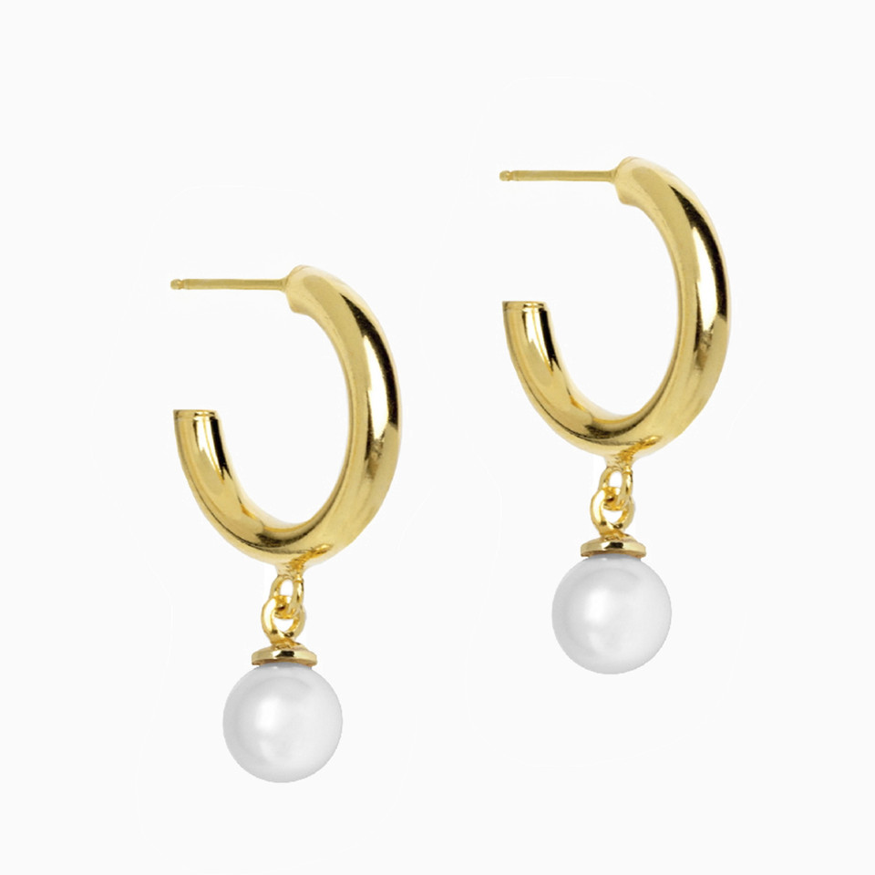 Circle Pearl Gold Plated Hoop Earrings Circle Pearl Gold Plated Hoop Earrings