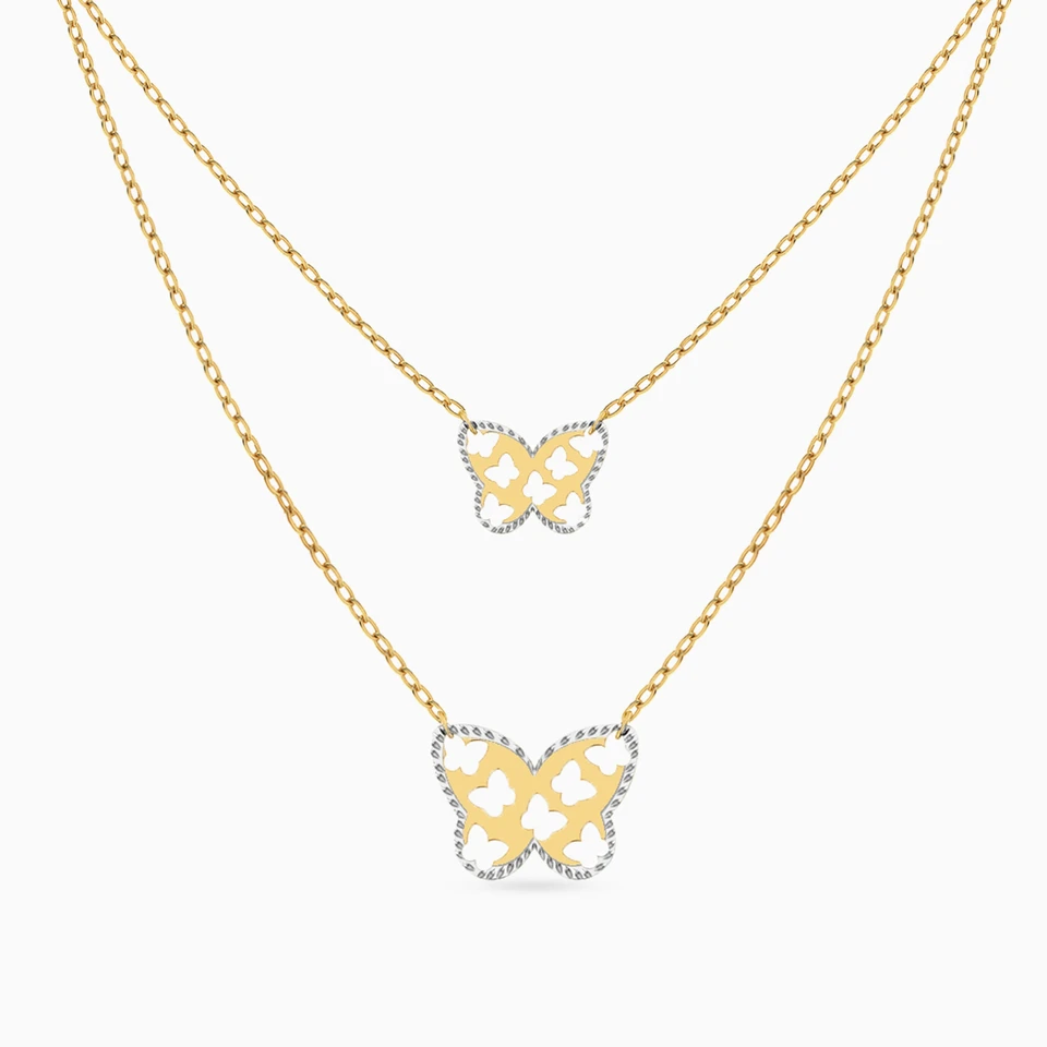 Butterfly Layered Necklace in 18K Gold - 2 Butterfly Layered Necklace in 18K Gold - 2