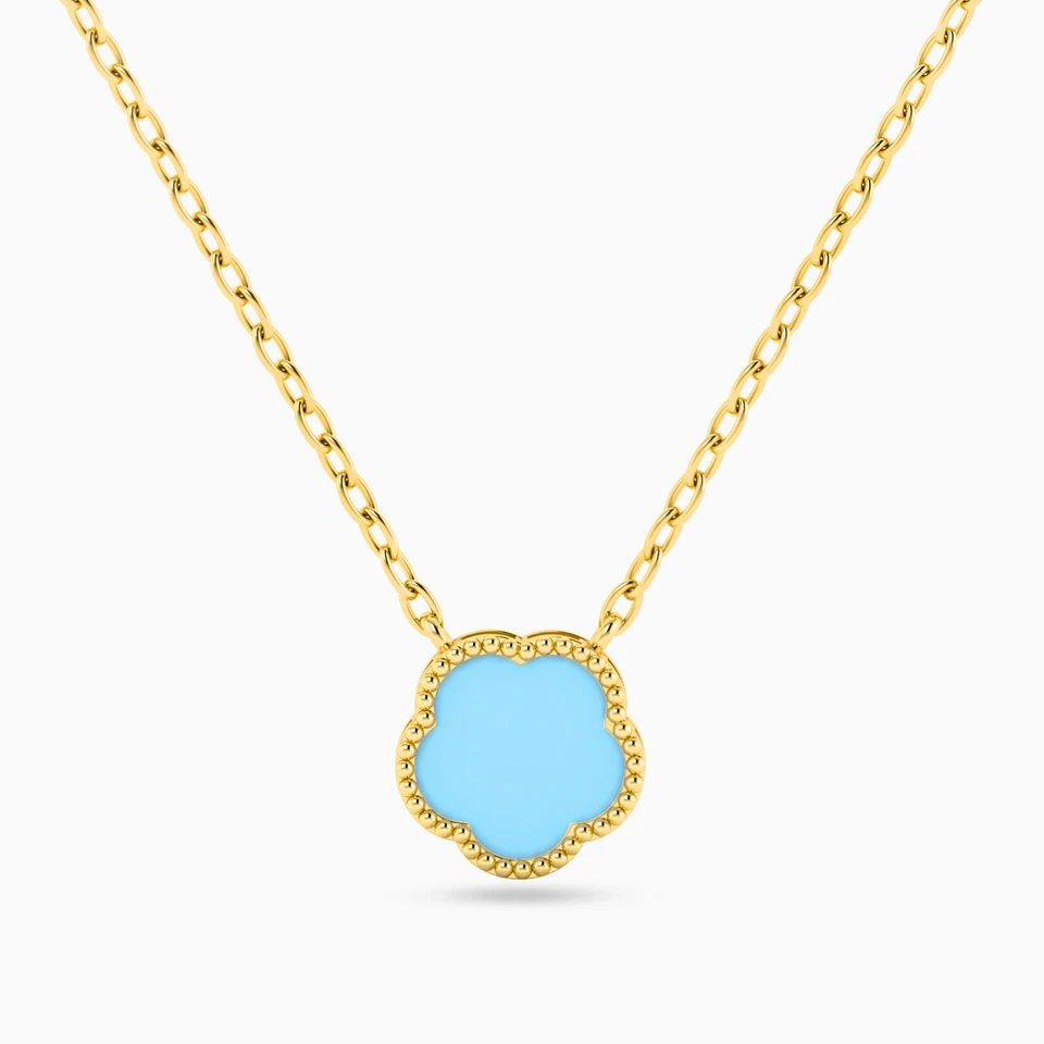 Flower Colored Stones Necklace in 18K Gold Flower Colored Stones Necklace in 18K Gold
