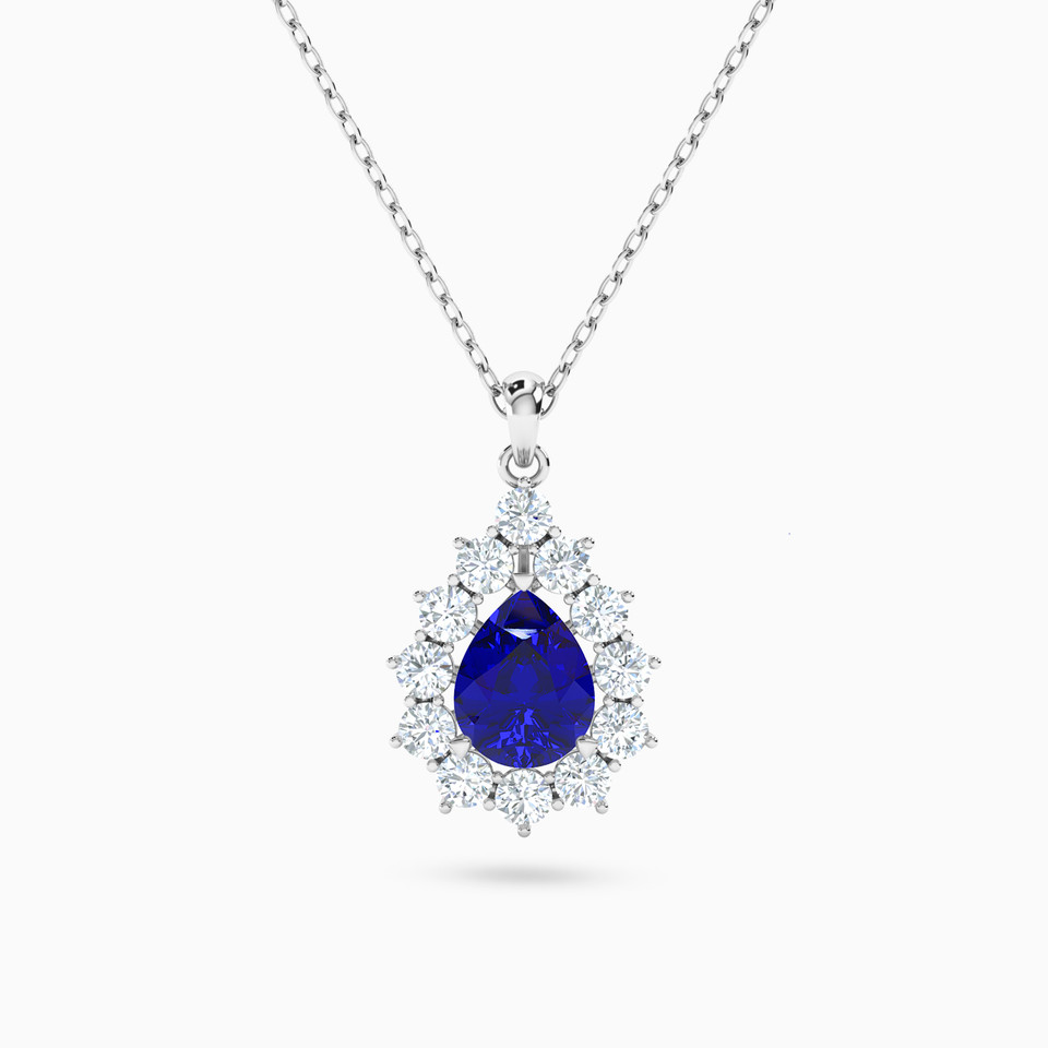 Pear Blue Stone Necklace in 18K Gold Pear Blue Stone Necklace in 18K Gold