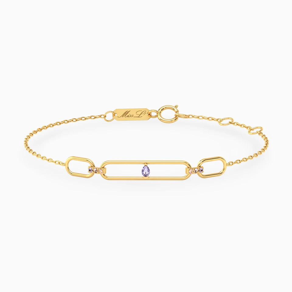 Links Purple Stone Chain Bracelet in 18K Gold Links Purple Stone Chain Bracelet in 18K Gold