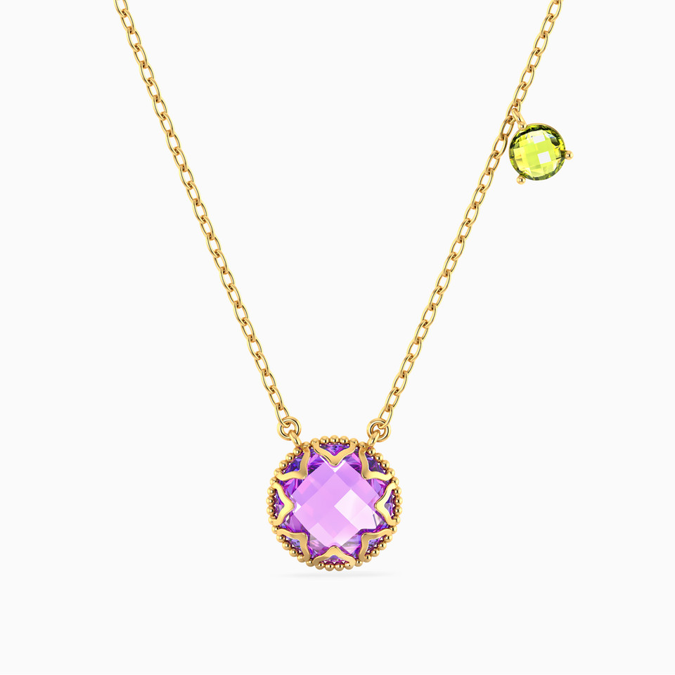 Circle Colored Stones Necklace in 18K Gold Circle Colored Stones Necklace in 18K Gold
