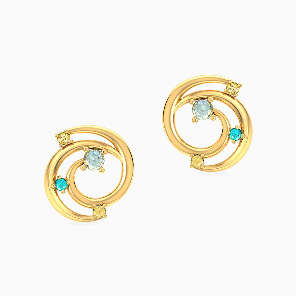 Spiral Colored Stones Stud Earrings in 18K Gold Spiral Colored Stones Stud Earrings in 18K Gold