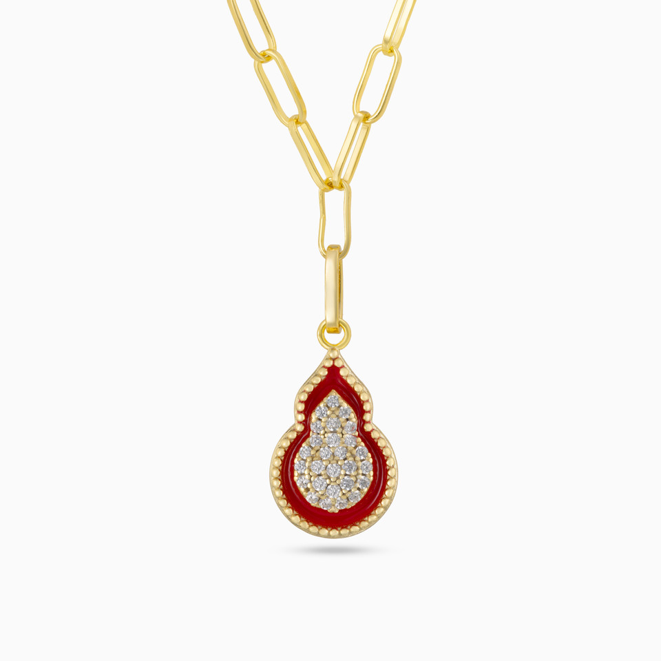 Pear Enamel Coated Gold Plated Necklace Pear Enamel Coated Gold Plated Necklace