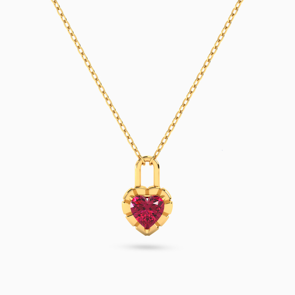 Heart Red Stone Necklace in 18K Gold Heart Red Stone Necklace in 18K Gold