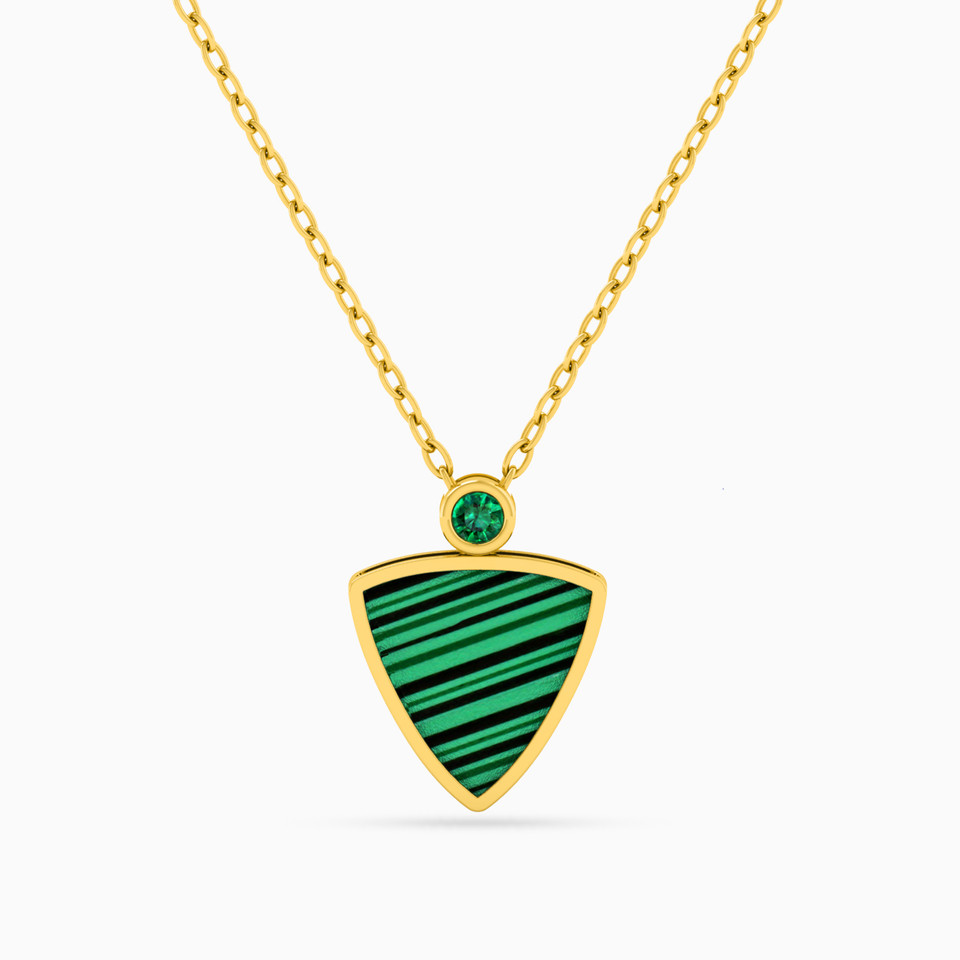 Triangle Green Stones Necklace in 18K Gold Triangle Green Stones Necklace in 18K Gold
