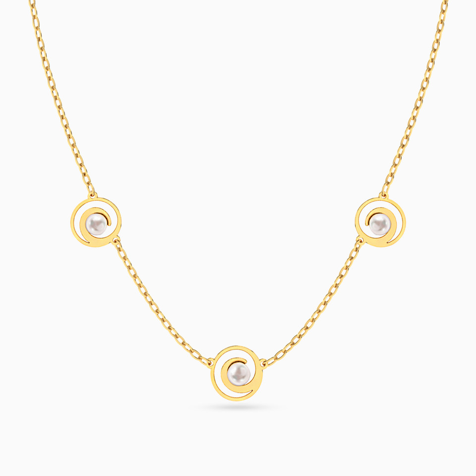 Round Pearl Chain Necklace in 18K Gold Round Pearl Chain Necklace in 18K Gold