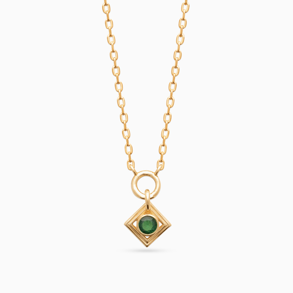 Square Green Stones Gold Plated Necklace Square Green Stones Gold Plated Necklace