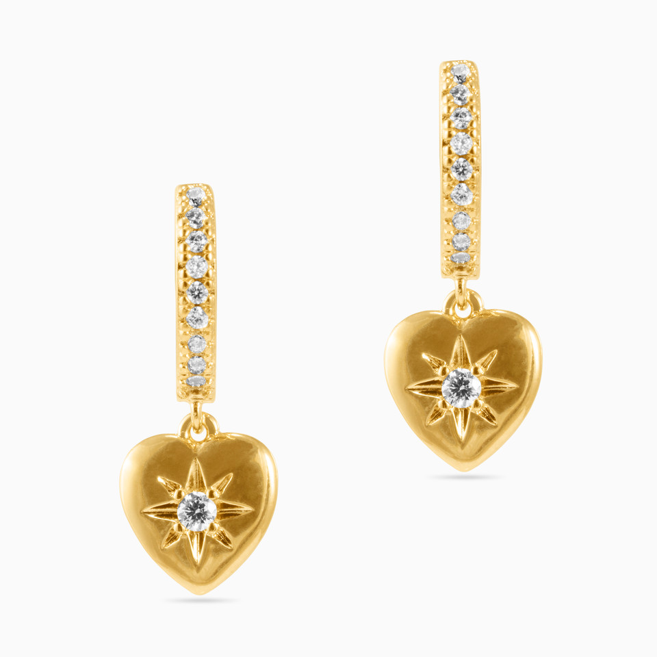 Heart Cubic Zirconia Gold Plated Hoop Earrings Heart Cubic Zirconia Gold Plated Hoop Earrings