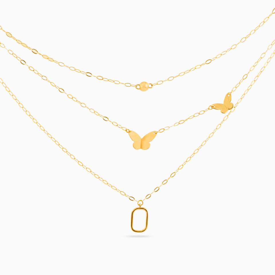 Butterfly Layered Necklace in 18K Gold - 2 Butterfly Layered Necklace in 18K Gold - 2