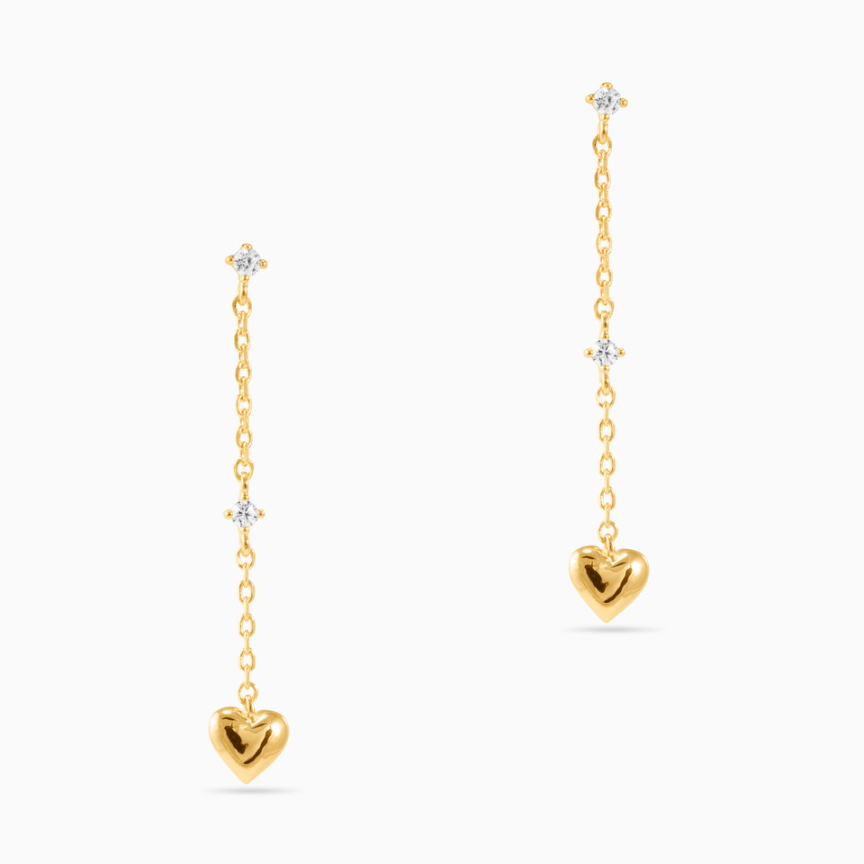 Heart Cubic Zirconia Gold Plated Drop Earrings Heart Cubic Zirconia Gold Plated Drop Earrings