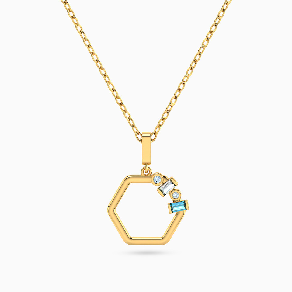 Hexagon Colored Stones Necklace in 18K Gold Hexagon Colored Stones Necklace in 18K Gold