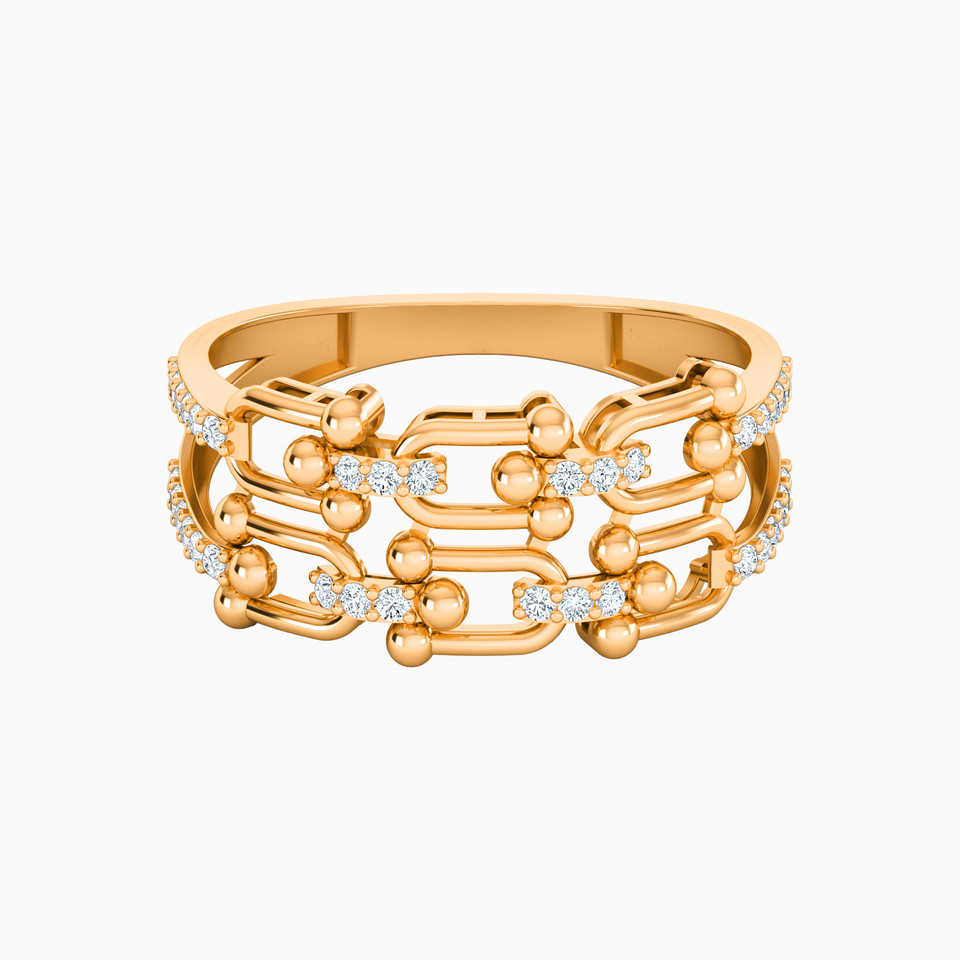 Links Cubic Zirconia Ring in 21K Gold Links Cubic Zirconia Ring in 21K Gold