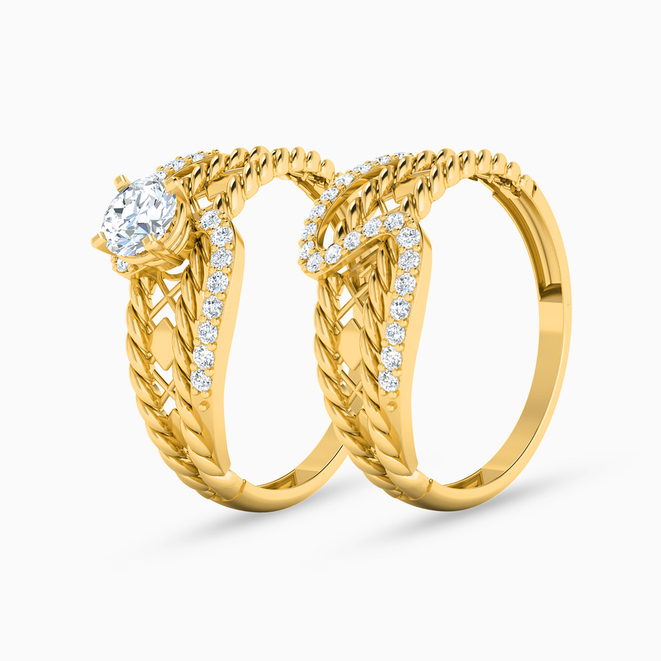 Twist Cubic Zirconia Twin Rings in 21K Gold Twist Cubic Zirconia Twin Rings in 21K Gold