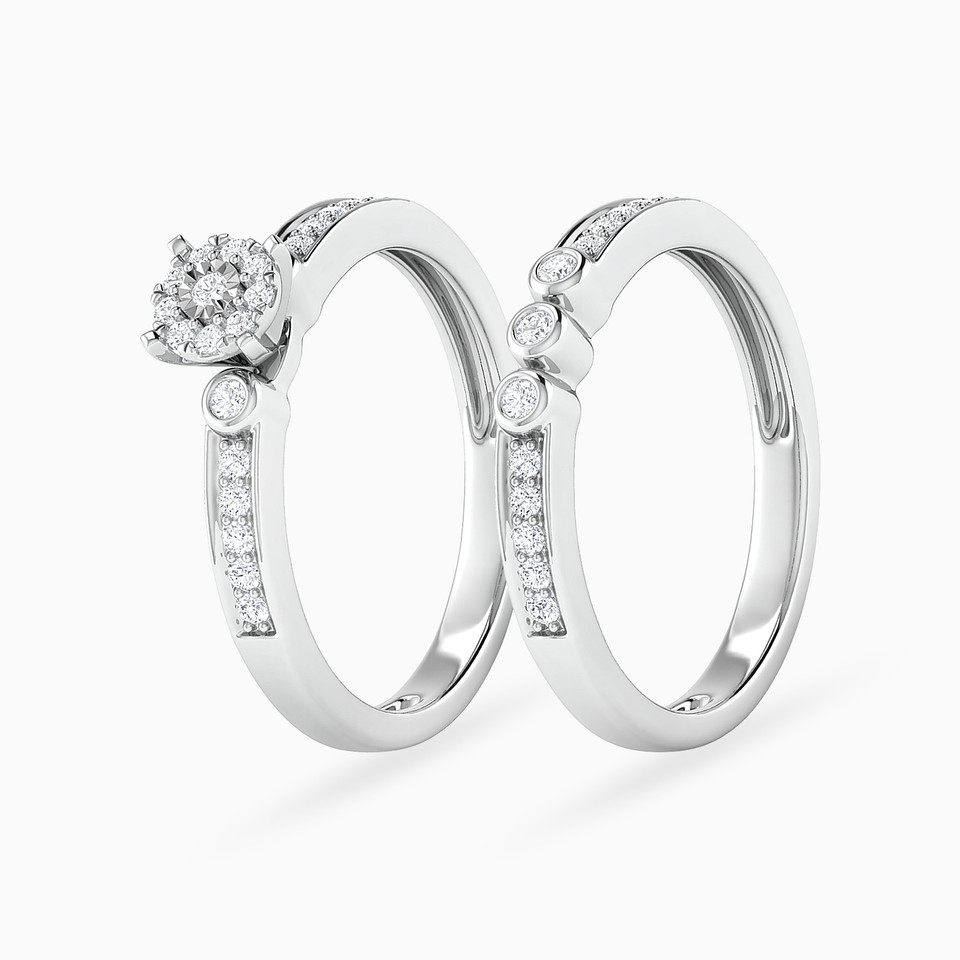 Circle Diamond Twin Rings in 18K Gold - 2 Circle Diamond Twin Rings in 18K Gold - 2