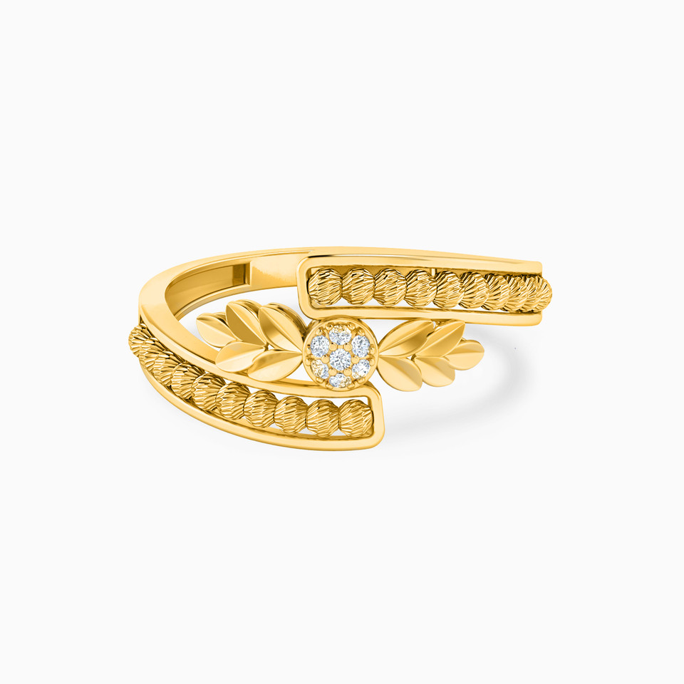 Leaf Cubic Zirconia Ring in 21K Gold Leaf Cubic Zirconia Ring in 21K Gold