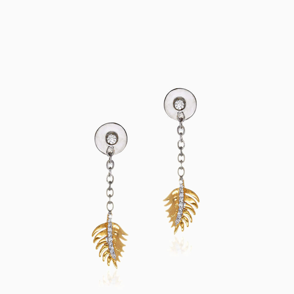 Feather Diamond Drop Earrings in 18K Gold Feather Diamond Drop Earrings in 18K Gold