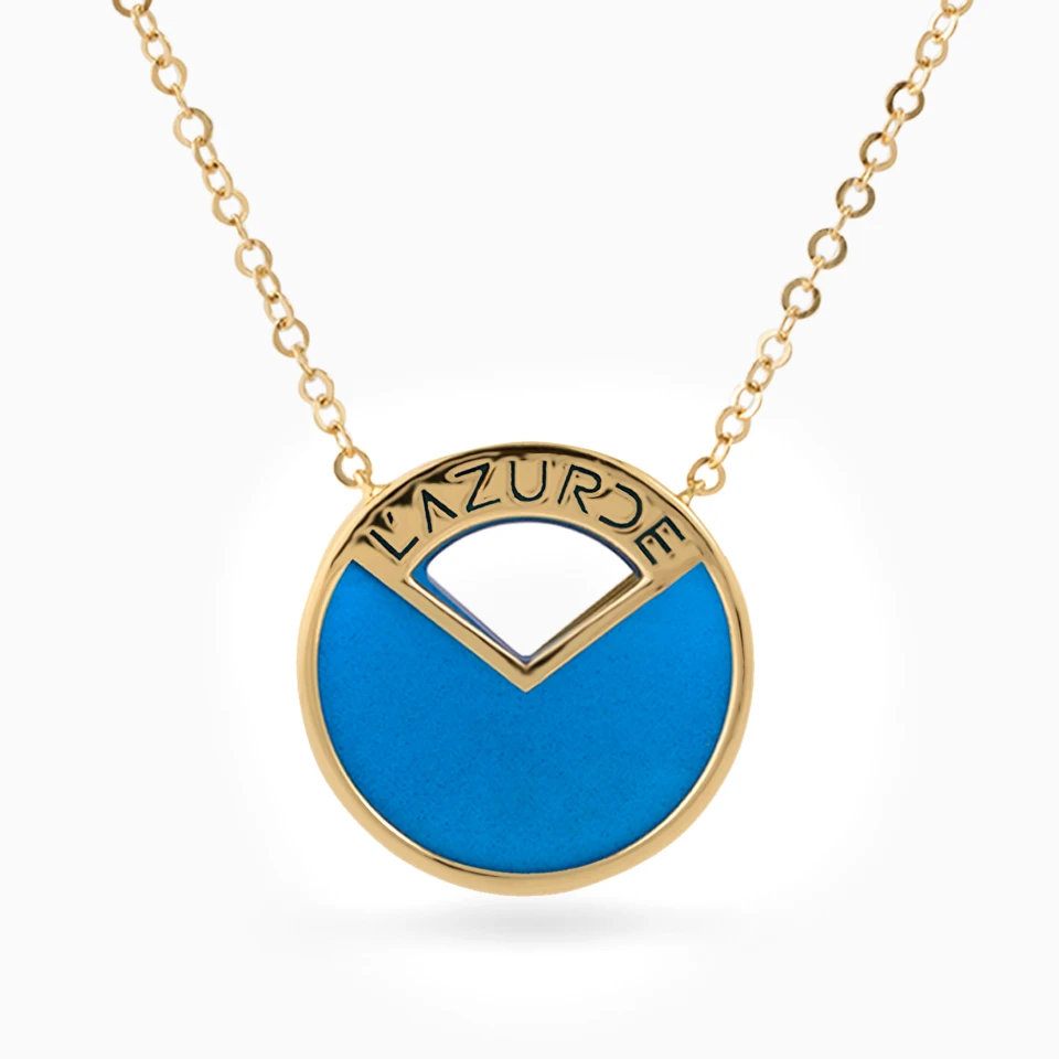 Circle Blue Stone Necklace in 18K Gold Circle Blue Stone Necklace in 18K Gold