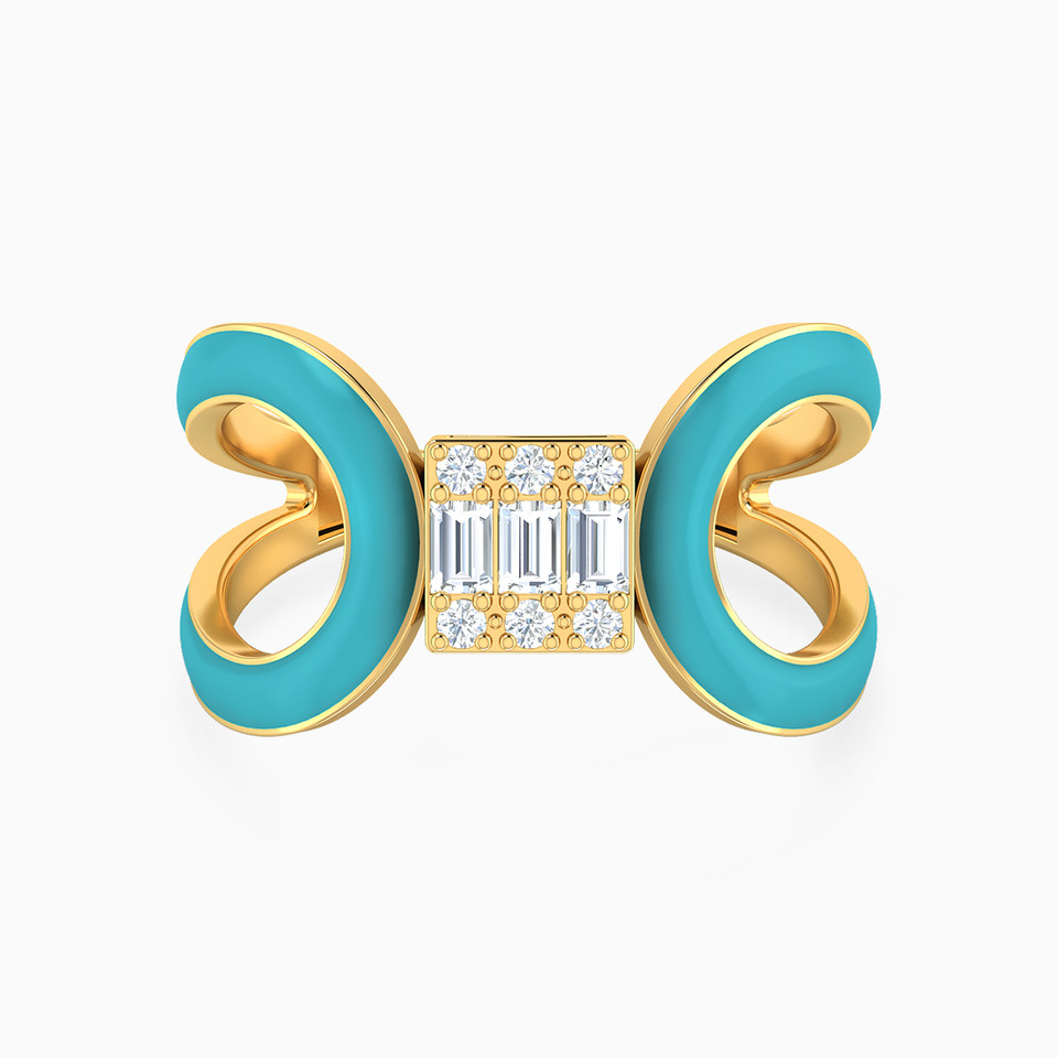 Square Cubic Zirconia & Enamel Coated Statement Ring in 18K Gold Square Cubic Zirconia & Enamel Coated Statement Ring in 18K Gold