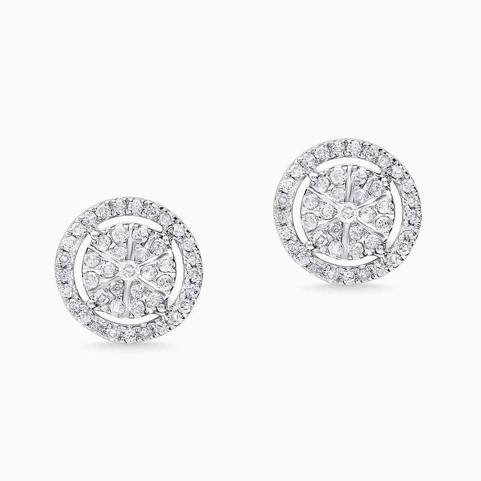 Circle Diamond Stud Earrings in 18K Gold - 2 Circle Diamond Stud Earrings in 18K Gold - 2