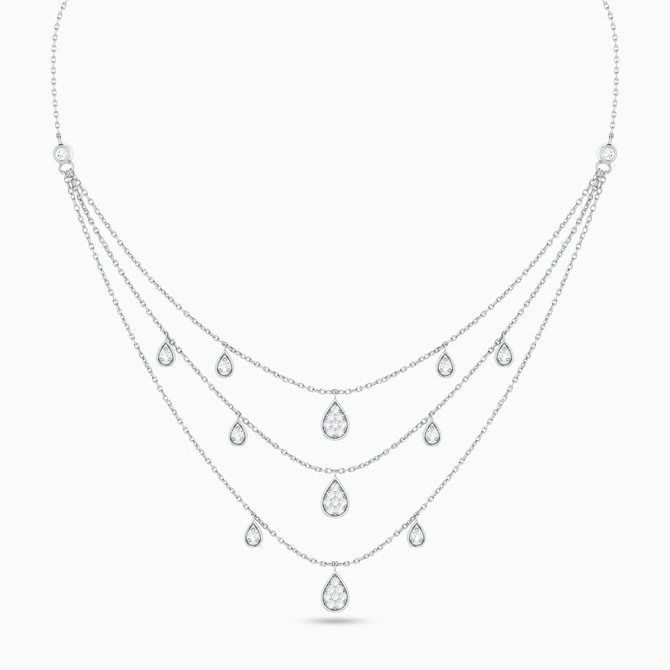 سلسلة طبقات ذهب شكل قطرة عيار 18 قيراط مزينة بالألماس سلسلة طبقات ذهب شكل قطرة عيار 18 قيراط مزينة بالألماس