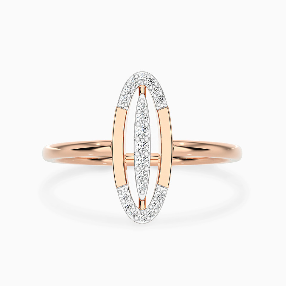 Oval Diamond Ring in 18K Gold - 2 Oval Diamond Ring in 18K Gold - 2
