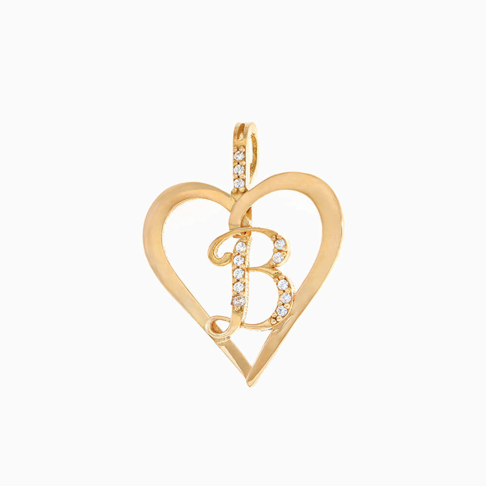 Letter B Cubic Zirconia Pendant in 21K Gold Letter B Cubic Zirconia Pendant in 21K Gold