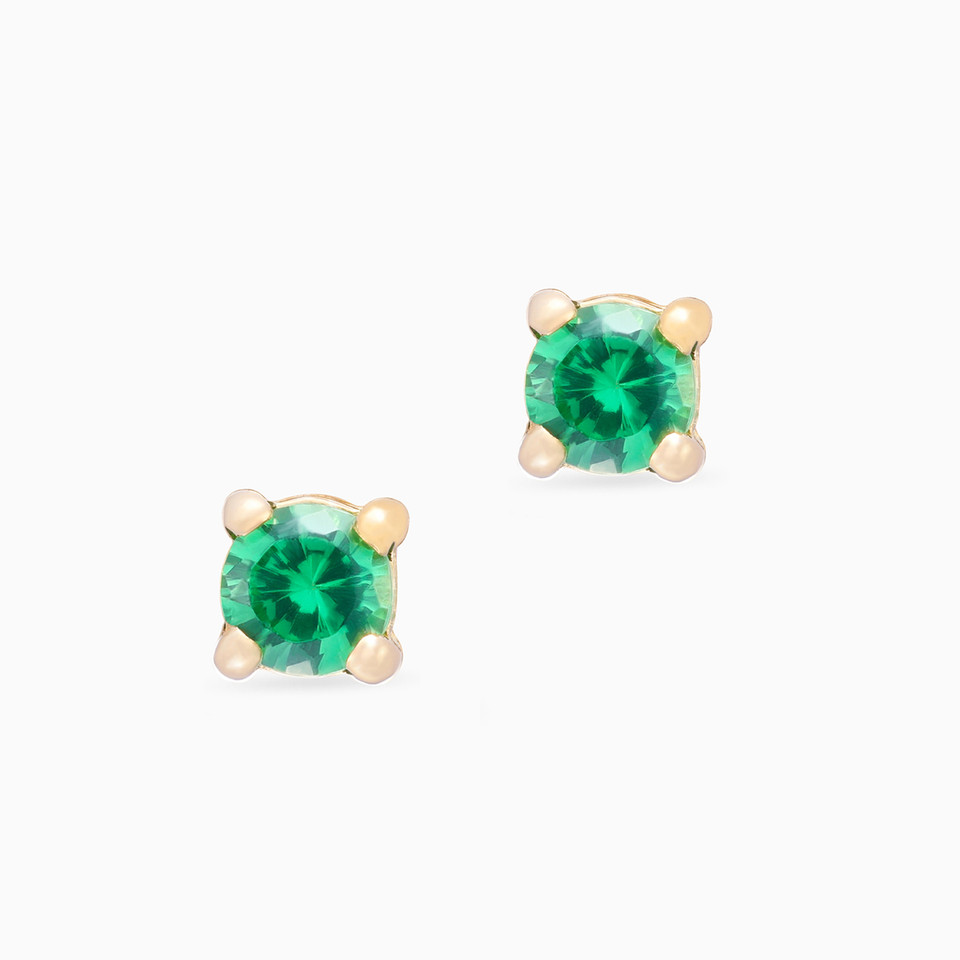 Round Shaped Green Stones Stud Earrings in 18K Gold Round Shaped Green Stones Stud Earrings in 18K Gold