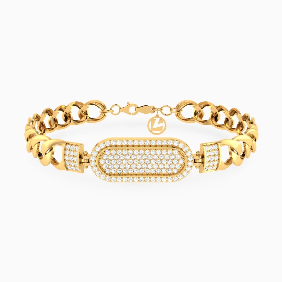 Oval Cubic Zirconia Chain Bracelet in 18K Gold Oval Cubic Zirconia Chain Bracelet in 18K Gold
