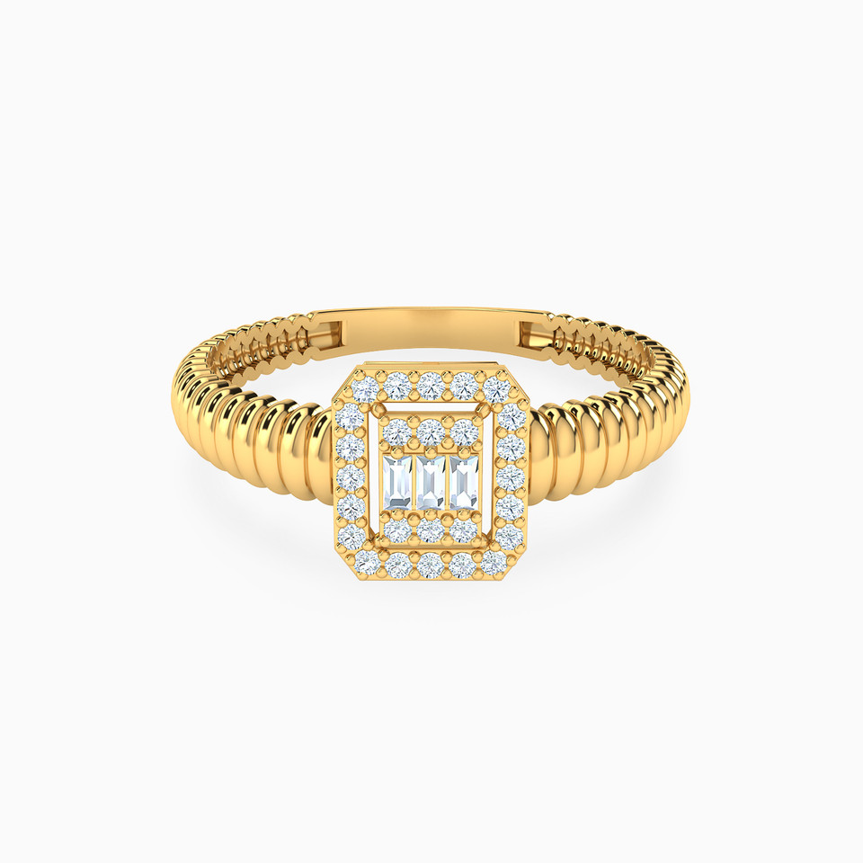 Square Cubic Zirconia Ring in 21K Gold Square Cubic Zirconia Ring in 21K Gold