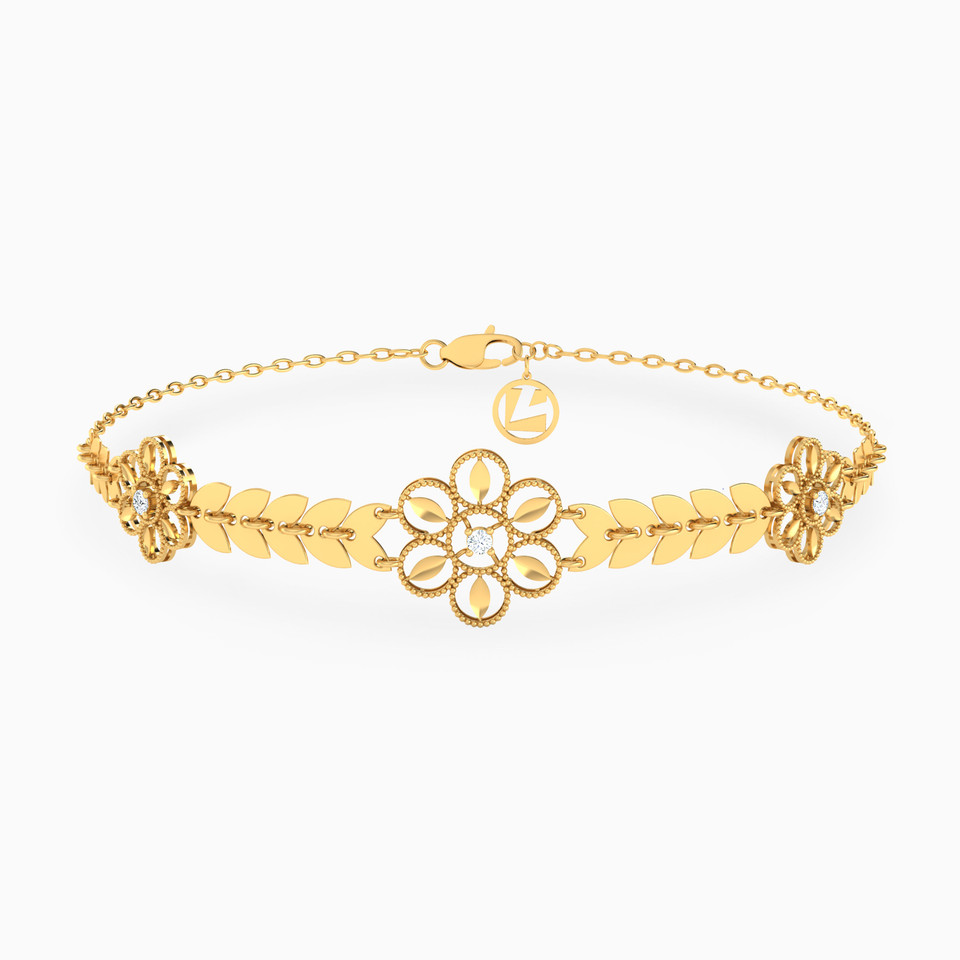 Flower Cubic Zirconia Chain Bracelet in 21K Gold Flower Cubic Zirconia Chain Bracelet in 21K Gold