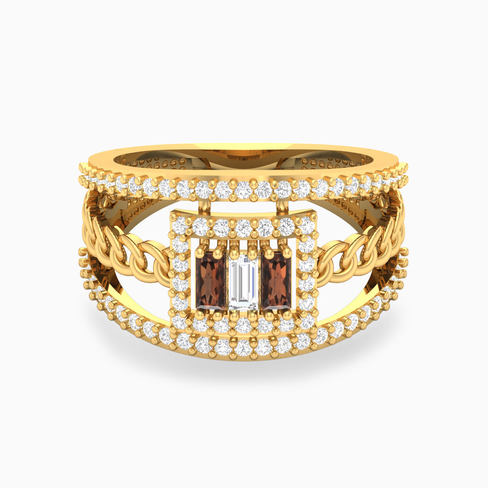Square Brown Stone Ring in 18K Gold Square Brown Stone Ring in 18K Gold