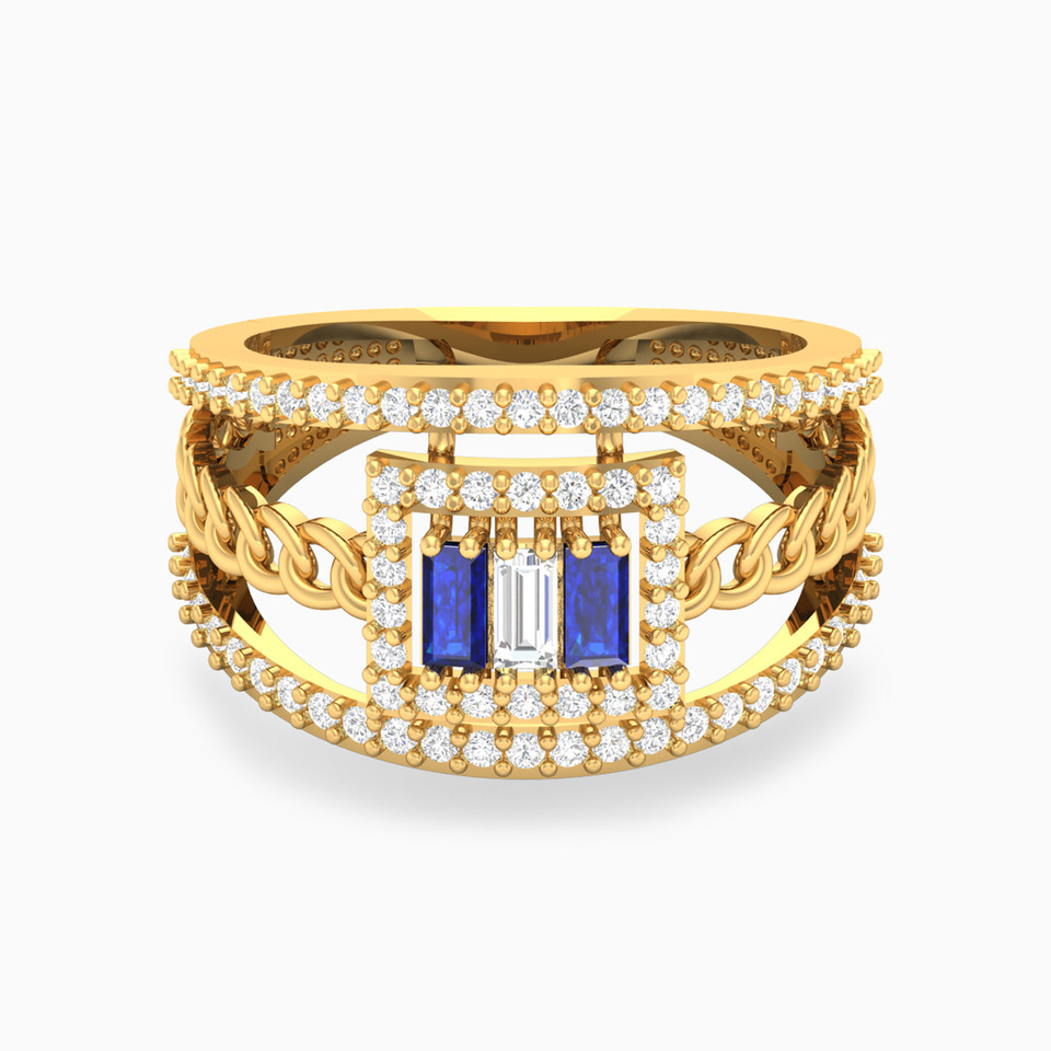 Square Blue Stone Ring in 18K Gold Square Blue Stone Ring in 18K Gold