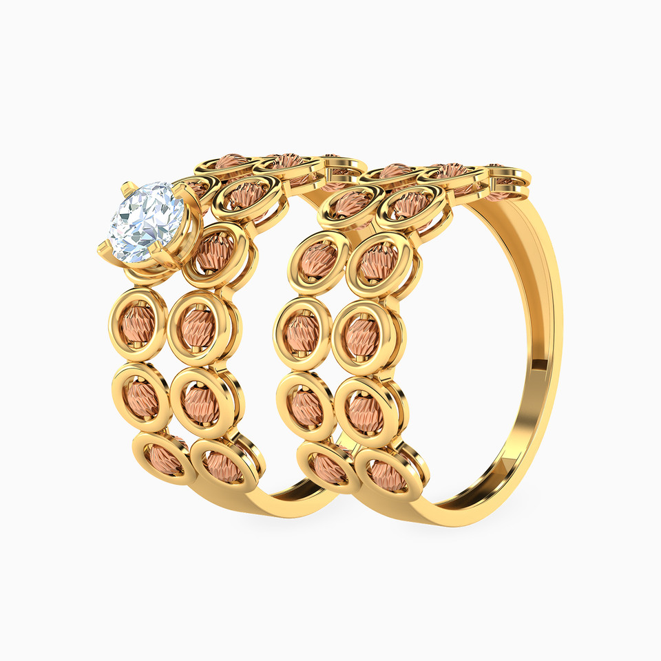 Beaded Cubic Zirconia Twin Rings in 21K Gold Beaded Cubic Zirconia Twin Rings in 21K Gold