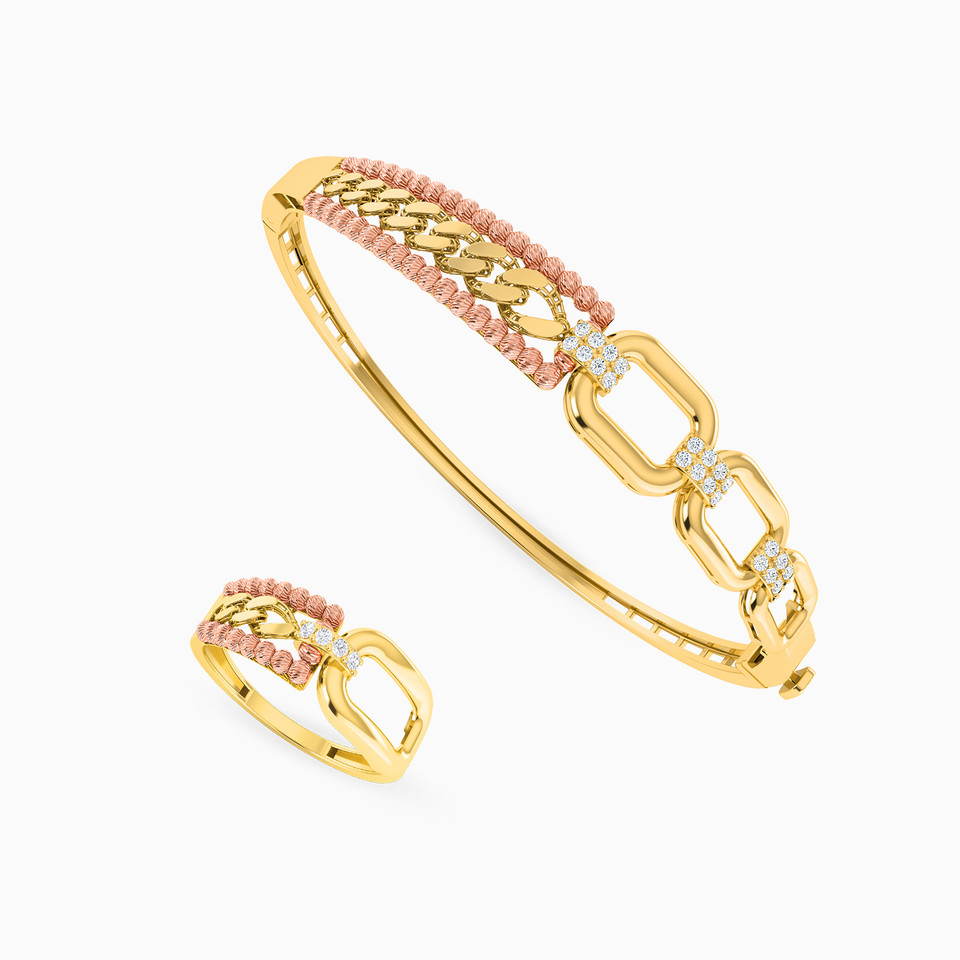 Links Cubic Zirconia Full Set in 21K Gold (2 Pieces) Links Cubic Zirconia Full Set in 21K Gold (2 Pieces)