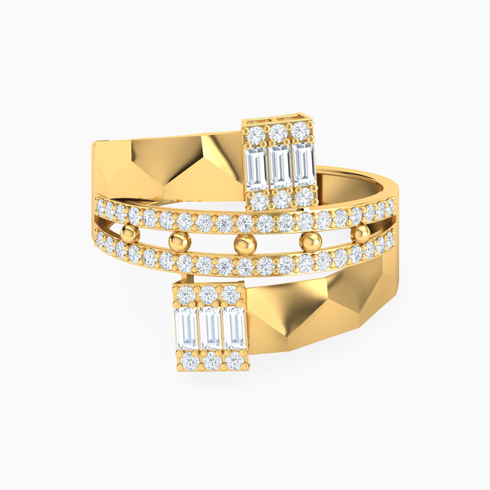 Rectangle Cubic Zirconia Two headed Ring in 21K Gold Rectangle Cubic Zirconia Two headed Ring in 21K Gold