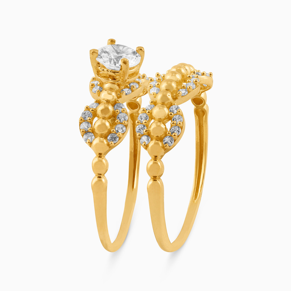 Beaded Cubic Zirconia Twin Rings in 21K Gold Beaded Cubic Zirconia Twin Rings in 21K Gold