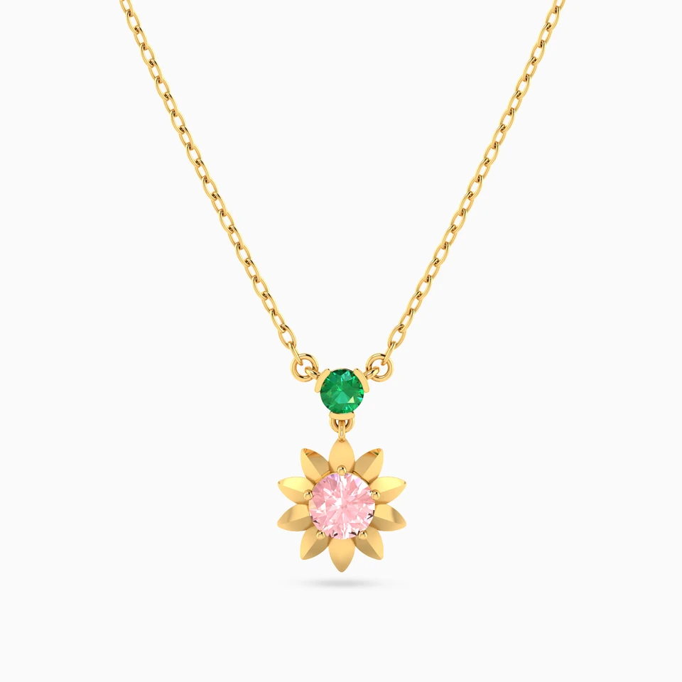 Flower Colored Stones Necklace in 18K Gold Flower Colored Stones Necklace in 18K Gold