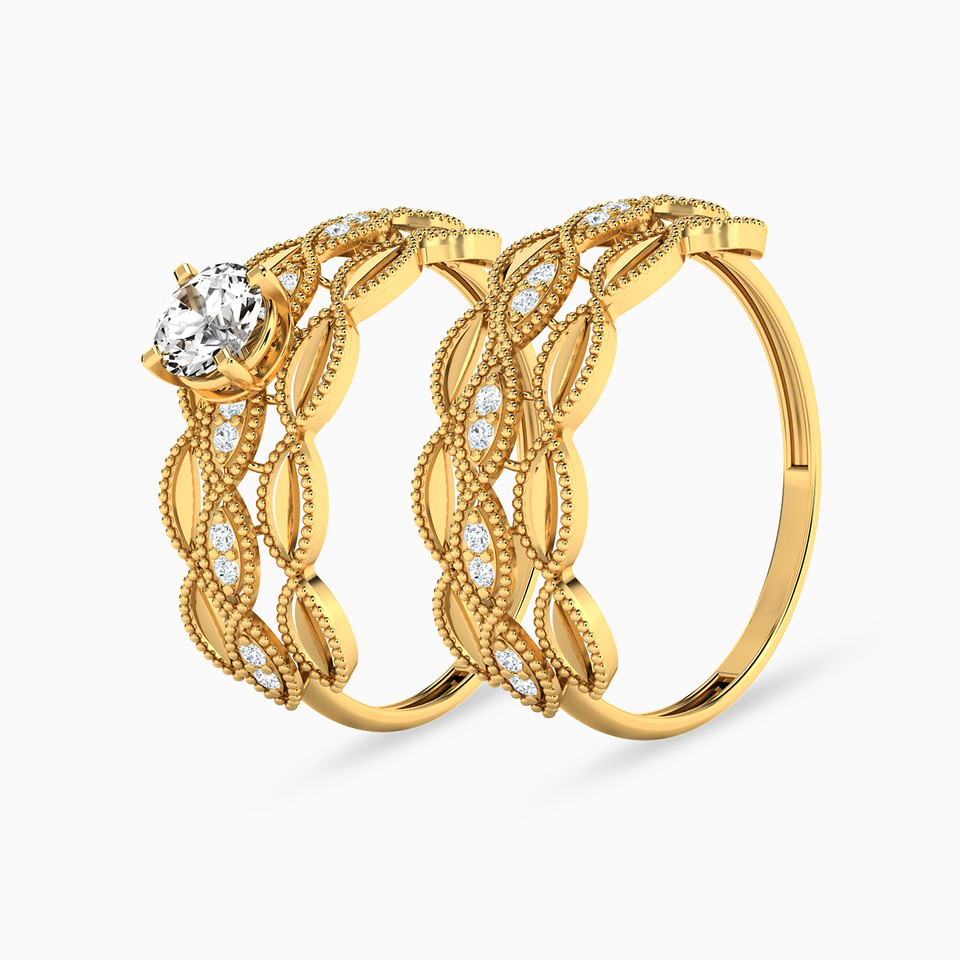 Abstract Cubic Zirconia Twin Rings in 21K Gold Abstract Cubic Zirconia Twin Rings in 21K Gold