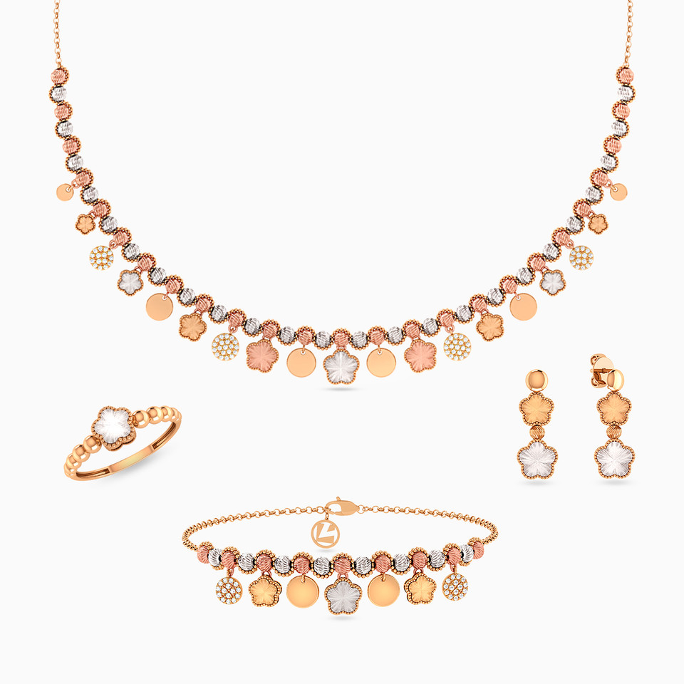 Flower Cubic Zirconia Full Set in 21K Gold (4 Pieces) Flower Cubic Zirconia Full Set in 21K Gold (4 Pieces)