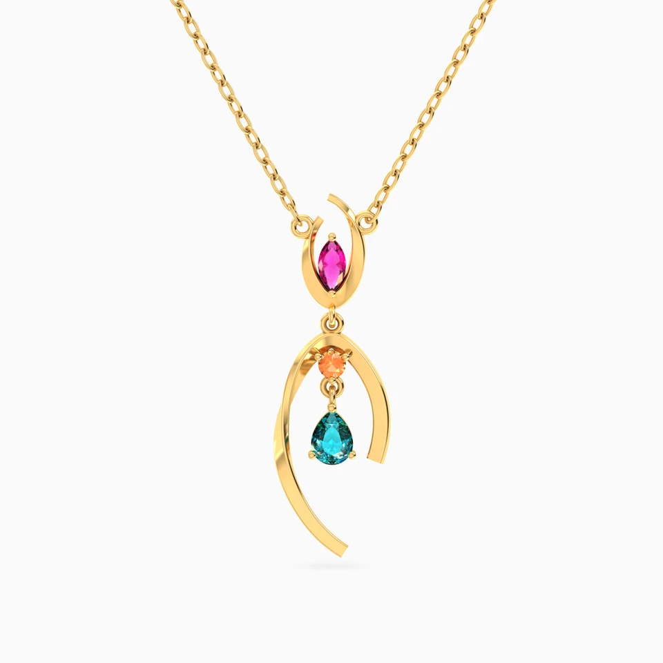 Abstract Colored Stones Necklace in 18K Gold Abstract Colored Stones Necklace in 18K Gold
