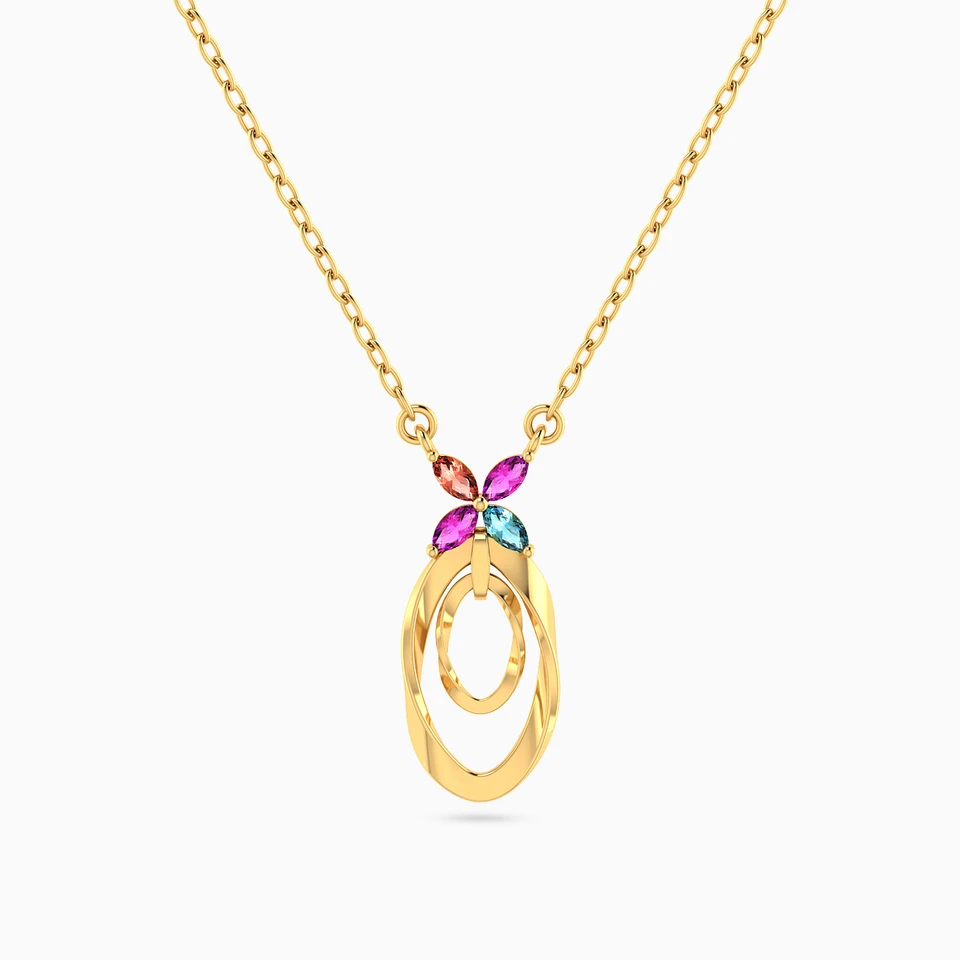Oval Colored Stones Necklace in 18K Gold Oval Colored Stones Necklace in 18K Gold