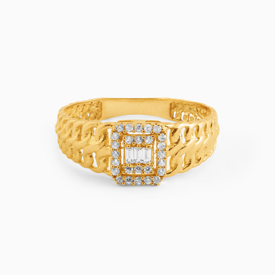Square Cubic Zirconia Ring in 21K Gold Square Cubic Zirconia Ring in 21K Gold