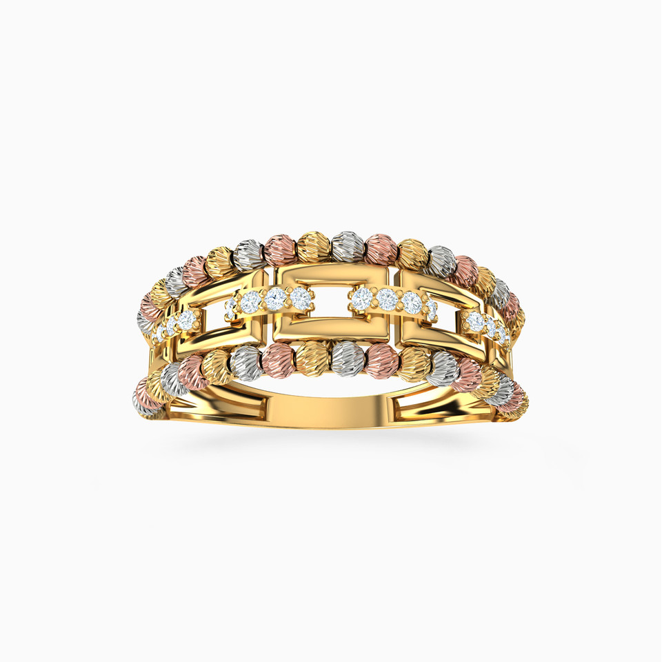 Beaded Cubic Zirconia Ring in 21K Gold Beaded Cubic Zirconia Ring in 21K Gold