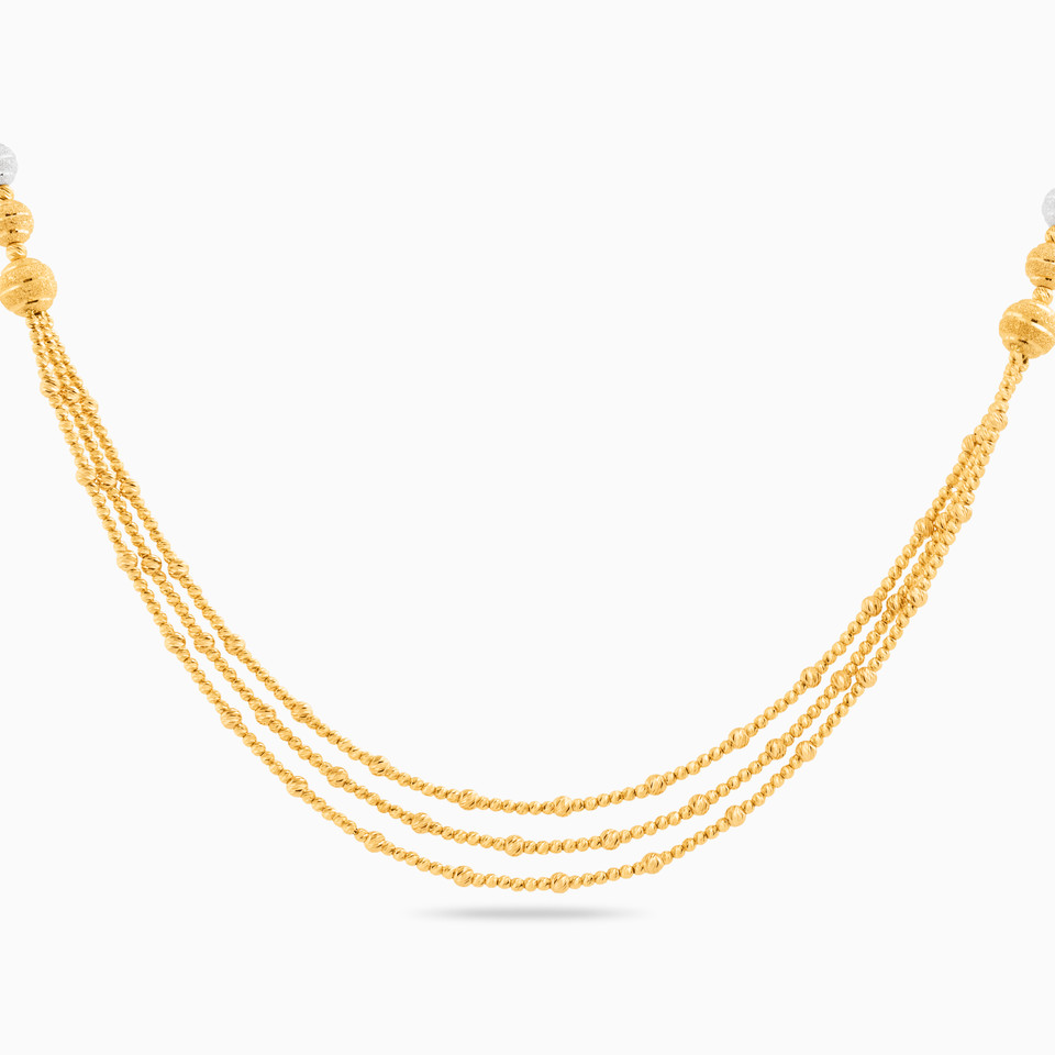 Beaded Layered Necklace in 21K Gold Beaded Layered Necklace in 21K Gold